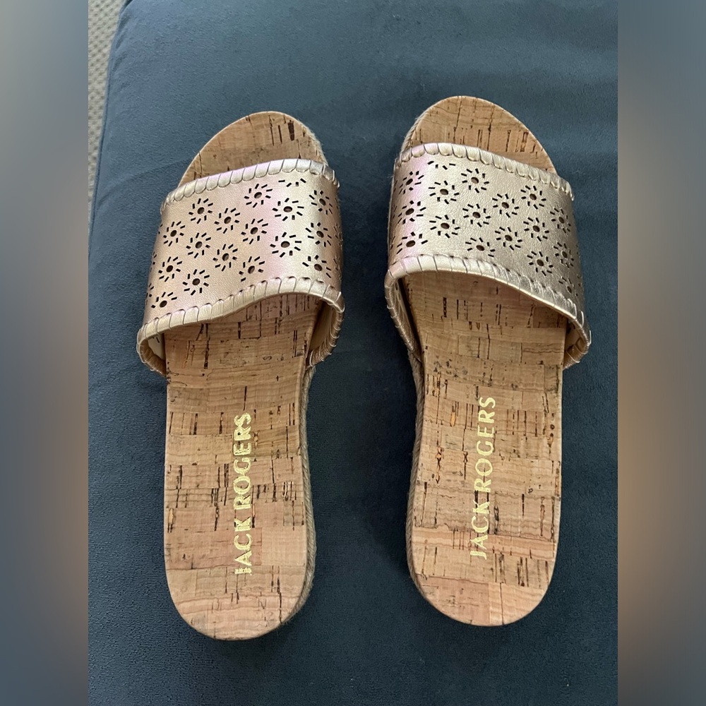 Jack Rogers slip on sandals, size 6.